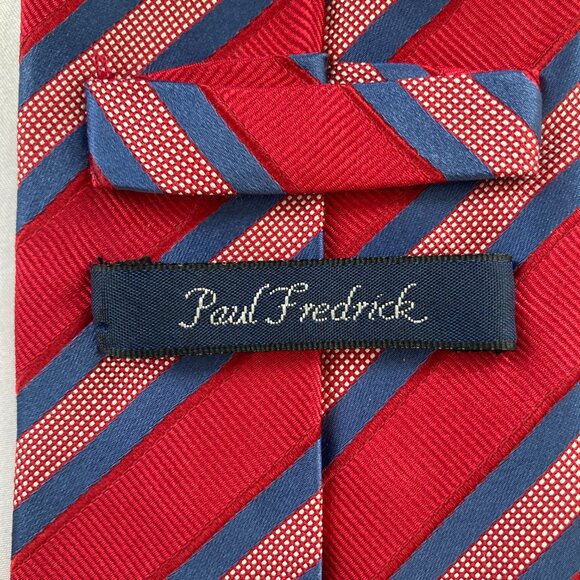 Paul Frederick Striped Repp Silk Necktie Tie - LIKE NEW - Picture 3 of 4